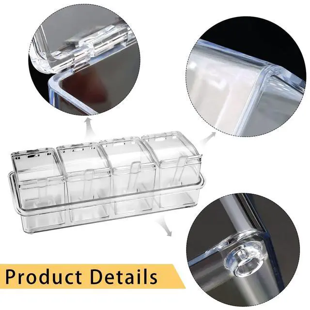 Alt view image 5 of 7 - Clear Seasoning Box, 4 Pieces Seasoning Rack Spice Pots
