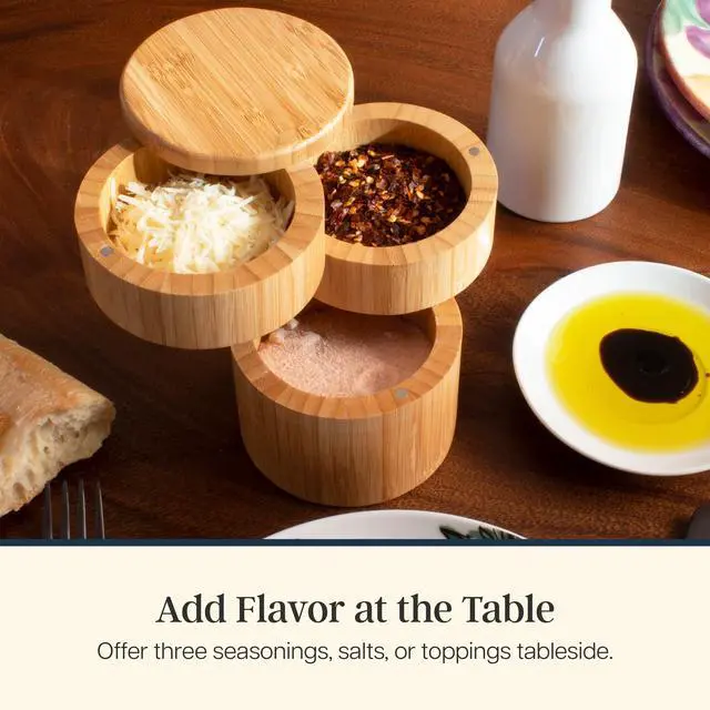 Alt view image 3 of 7 - Triple Salt Cellar, 3-Tier Salt and Pepper Container
