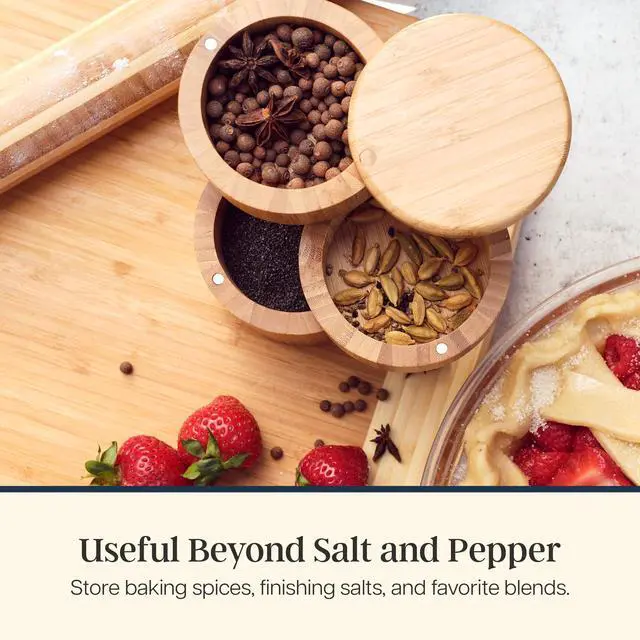 Alt view image 5 of 7 - Triple Salt Cellar, 3-Tier Salt and Pepper Container
