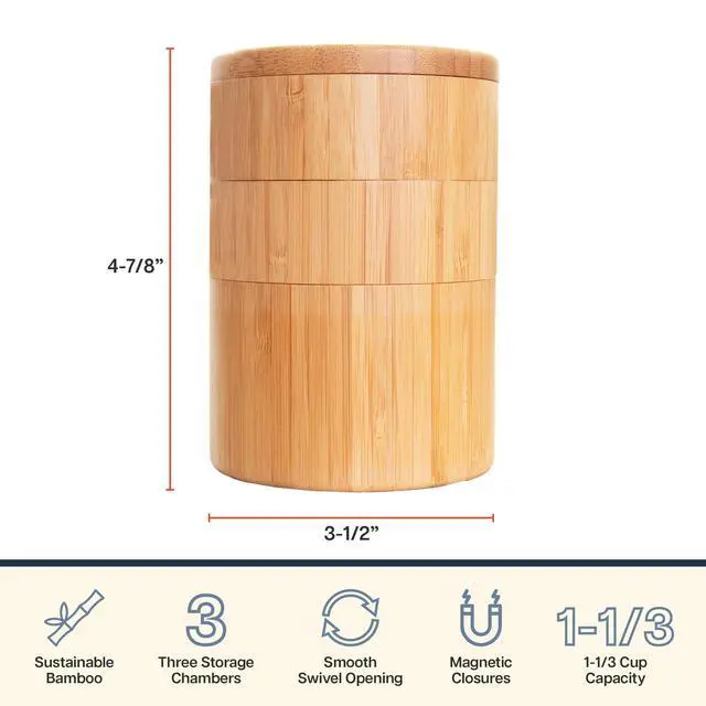 Alt view image 7 of 7 - Triple Salt Cellar, 3-Tier Salt and Pepper Container