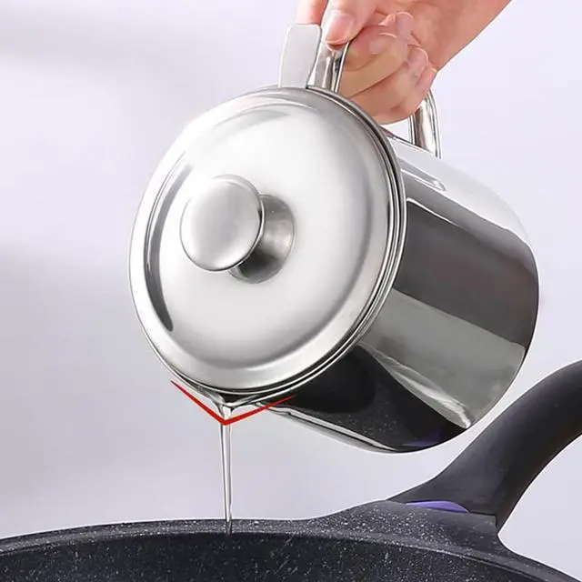 Alt view image 5 of 7 - Bacon Grease Container with Strainer 60 oz Kitchen Frying Cooking Oil Saver