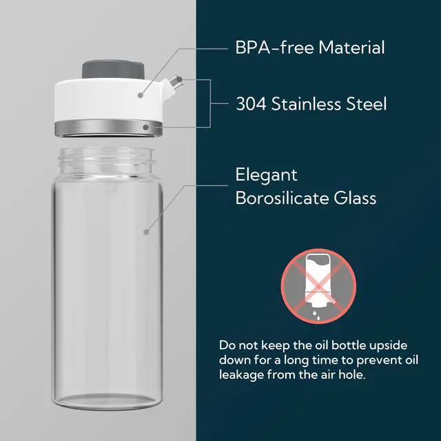 Alt view image 6 of 7 - Precision Pour Glass Oil Dispenser with 3 Modes, Drip-free Spout, Two Adjustable Flowing Speed, 12 oz Vinegar Dispenser Bottle for Kitchen, Borosilicate Glass Olive Oil Bottle for Cooking