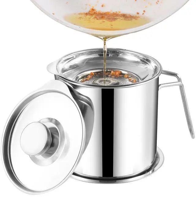 Main image of Bacon Grease Container,1.8L / 61fl oz Cooking Oil Storage Strainer