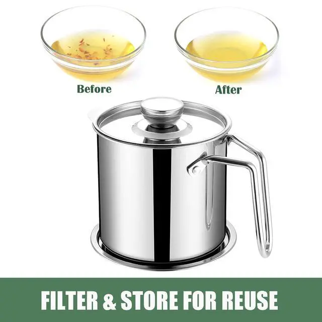 Alt view image 4 of 7 - Bacon Grease Container,1.8L / 61fl oz Cooking Oil Storage Strainer
