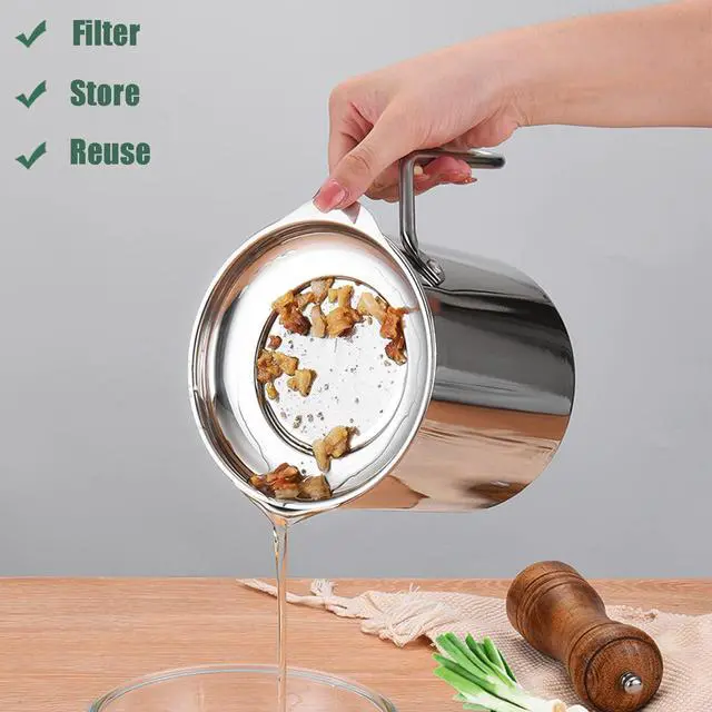 Alt view image 7 of 7 - Bacon Grease Container,1.8L / 61fl oz Cooking Oil Storage Strainer