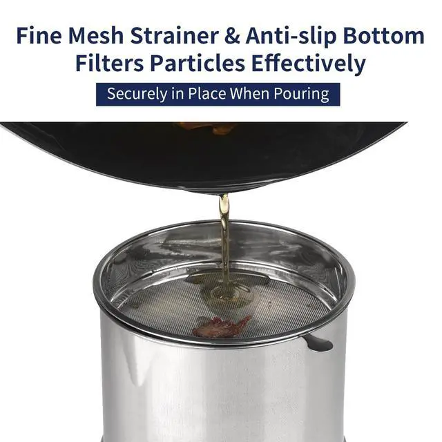 Alt view image 3 of 7 - 1.2L Bacon Grease Container with Fine Mesh Strainer