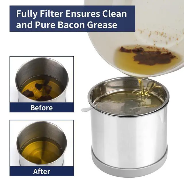 Alt view image 6 of 7 - 1.2L Bacon Grease Container with Fine Mesh Strainer
