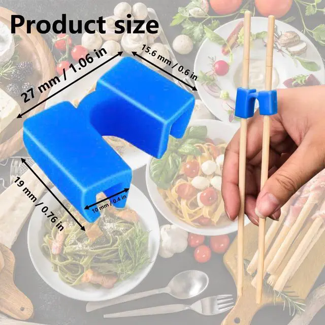 Alt view image 2 of 6 - Reusable Chopstick Helpers 8 Pairs - Training Hinges Connector Multicolor for Adults, Beginners, Trainers or Learners