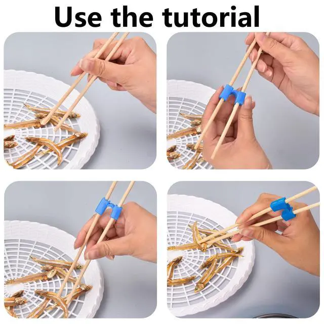 Alt view image 3 of 6 - Reusable Chopstick Helpers 8 Pairs - Training Hinges Connector Multicolor for Adults, Beginners, Trainers or Learners