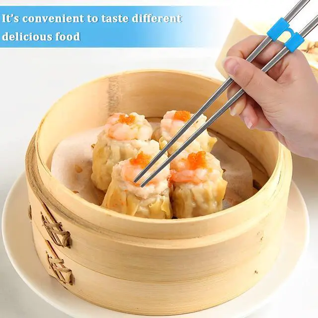 Alt view image 4 of 6 - Reusable Chopstick Helpers 8 Pairs - Training Hinges Connector Multicolor for Adults, Beginners, Trainers or Learners