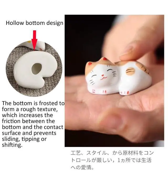 Alt view image 5 of 7 - Cute Lazy Cat Ceramic Chopstick Rest 5Pcs Multi Colors, Japanese Animal Series Table Decor, Spoon Fork Holder Gift Chopstick Rest for Home Hotel Table Setting