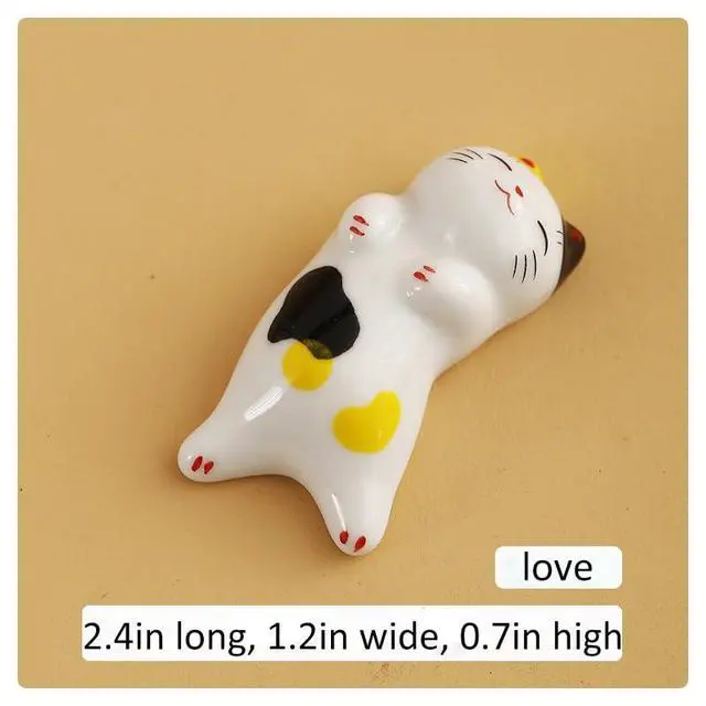 Alt view image 7 of 7 - Cute Lazy Cat Ceramic Chopstick Rest 5Pcs Multi Colors, Japanese Animal Series Table Decor, Spoon Fork Holder Gift Chopstick Rest for Home Hotel Table Setting