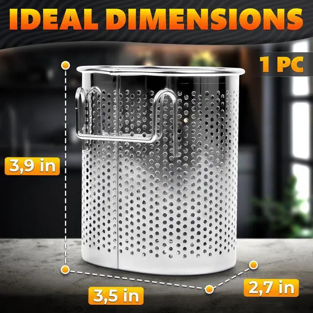 Alt view image 2 of 7 - Chopstick Holder for Dishwasher, Stainless Steel, 3.5 in with Hooks