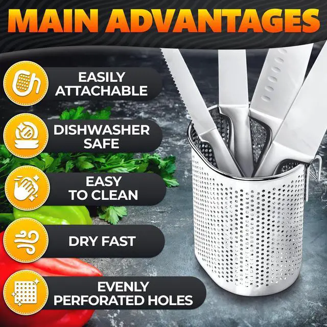Alt view image 4 of 7 - Chopstick Holder for Dishwasher, Stainless Steel, 3.5 in with Hooks