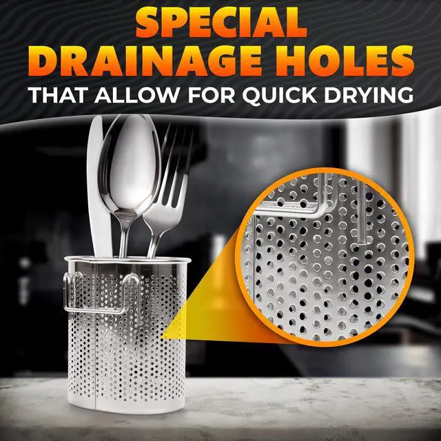 Alt view image 6 of 7 - Chopstick Holder for Dishwasher, Stainless Steel, 3.5 in with Hooks