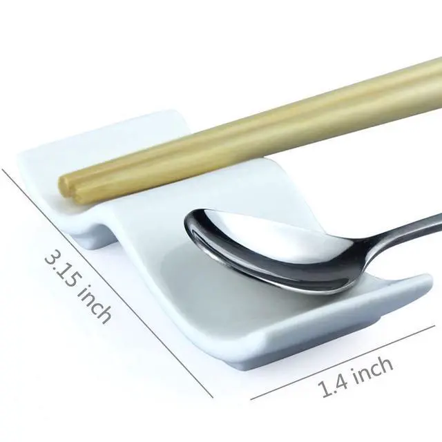 Alt view image 5 of 6 - Ceramic Chopsticks Rest Rack Set of 6pcs,Chinese Style Dinner Spoon Stand Knife Fork Holder Porcelain Chopsticks Stand