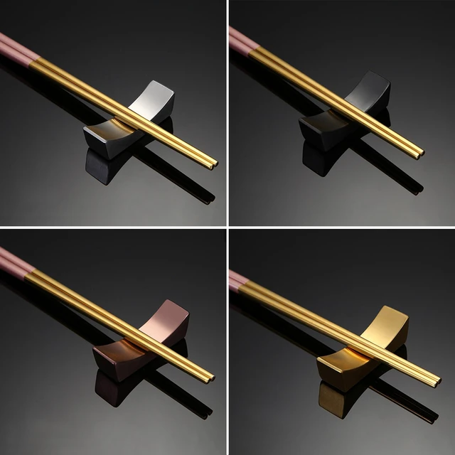 Alt view image 7 of 7 - Stainless Steel Chopsticks Rest, Knife Rest and Chopsticks Holder, Set of 4 (Black)