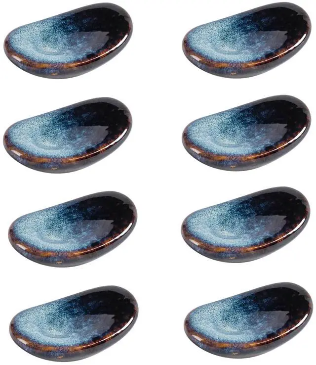 Main image of Ceramic Chopsticks Holder,Japanese Chopstick Rest,Spoon,knife & Fork Stand,Set of 8 (Starry blue)