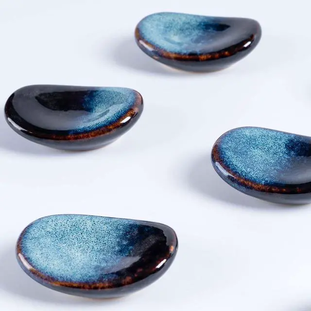 Alt view image 3 of 6 - Ceramic Chopsticks Holder,Japanese Chopstick Rest,Spoon,knife & Fork Stand,Set of 8 (Starry blue)