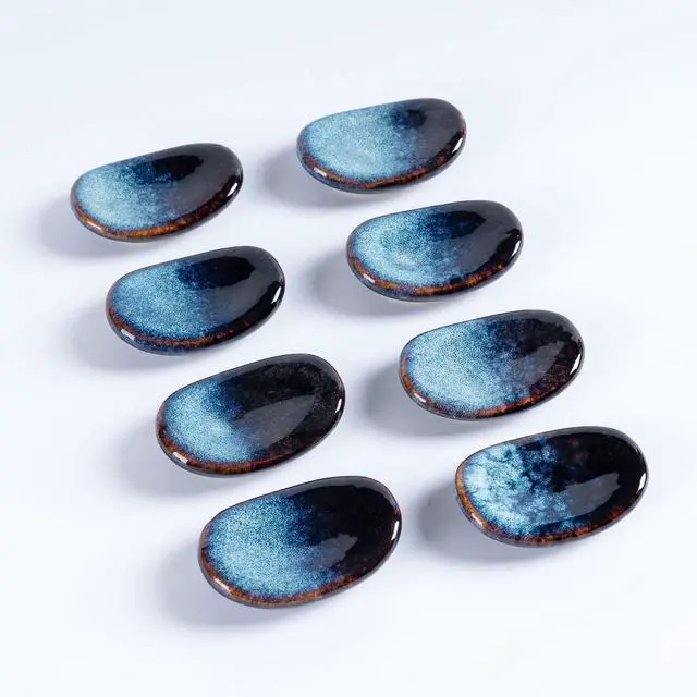 Alt view image 5 of 6 - Ceramic Chopsticks Holder,Japanese Chopstick Rest,Spoon,knife & Fork Stand,Set of 8 (Starry blue)