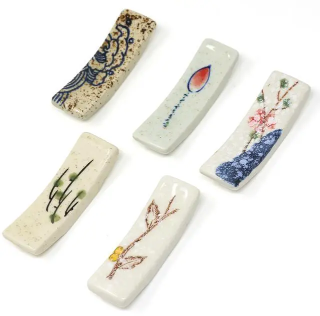 Main image of 5PCS Fashion Ceramic Chopsticks Holder Japanese Style Antique Chopstick Rest Rack Stand Tableware for Chopsticks Forks Spoons Knives Paint Brushes