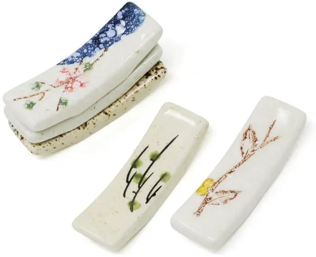 Alt view image 3 of 7 - 5PCS Fashion Ceramic Chopsticks Holder Japanese Style Antique Chopstick Rest Rack Stand Tableware for Chopsticks Forks Spoons Knives Paint Brushes
