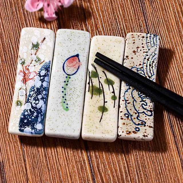 Alt view image 3 of 7 - Japanese Style Chopstick Holder Set of 4 Pcs Ceramic Chopstick Stand Rest Tableware Kitchen Tools