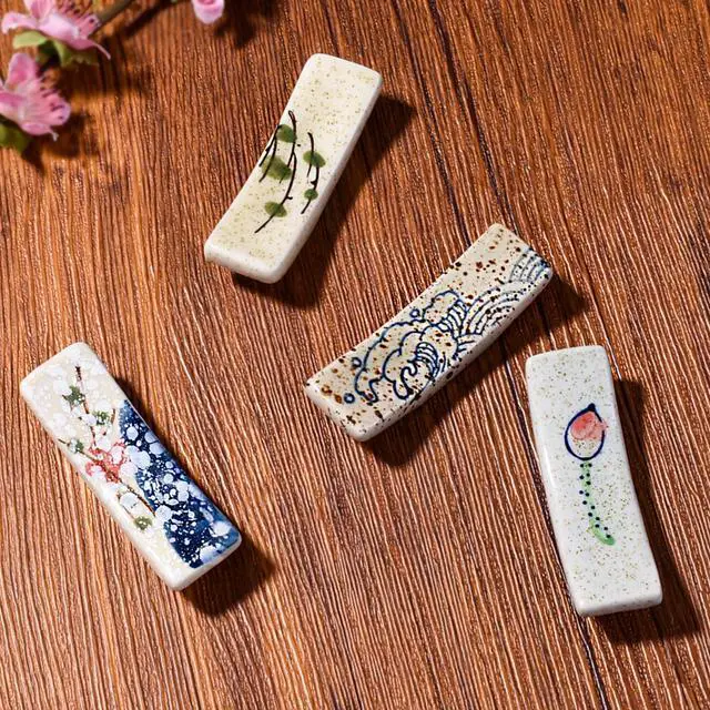 Alt view image 4 of 7 - Japanese Style Chopstick Holder Set of 4 Pcs Ceramic Chopstick Stand Rest Tableware Kitchen Tools