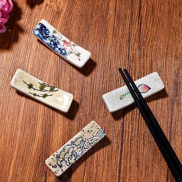 Alt view image 6 of 7 - Japanese Style Chopstick Holder Set of 4 Pcs Ceramic Chopstick Stand Rest Tableware Kitchen Tools