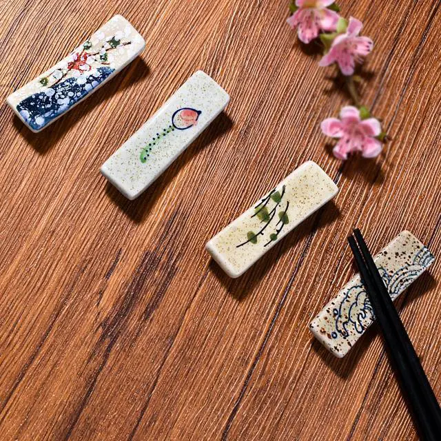 Alt view image 7 of 7 - Japanese Style Chopstick Holder Set of 4 Pcs Ceramic Chopstick Stand Rest Tableware Kitchen Tools