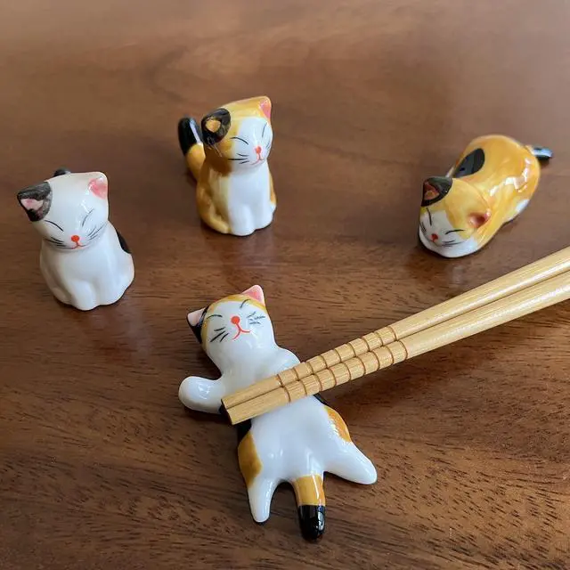 Alt view image 4 of 7 - Ceramic Cute Cat Chopsticks Rest Dinner Spoon Stand Knife Fork Holder (Set of 6PCS)