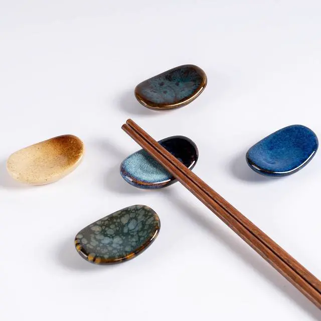 Alt view image 2 of 6 - Ceramic Chopsticks Holder,Japanese Chopstick Rest,Spoon,knife & Fork Stand,Set of 8 (Multicolour)