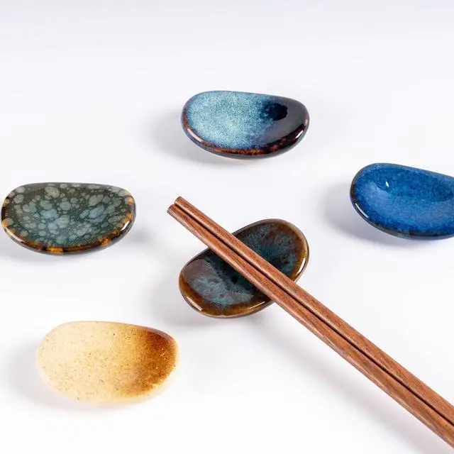 Alt view image 5 of 6 - Ceramic Chopsticks Holder,Japanese Chopstick Rest,Spoon,knife & Fork Stand,Set of 8 (Multicolour)