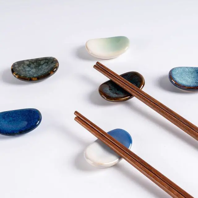Alt view image 6 of 6 - Ceramic Chopsticks Holder,Japanese Chopstick Rest,Spoon,knife & Fork Stand,Set of 8 (Multicolour)
