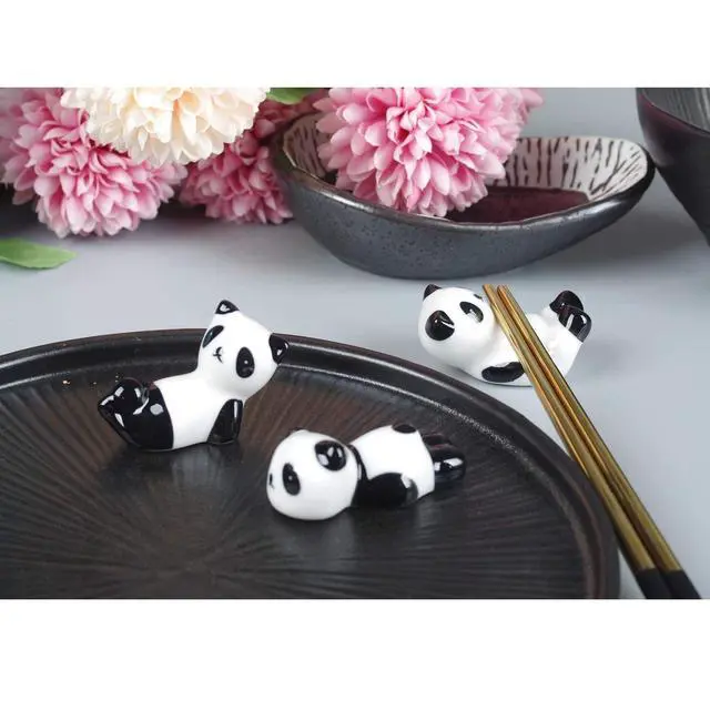 Alt view image 3 of 6 - 6PCS Cute Ceramic Panda Chopsticks Rest Rack Stand Holder for Chopsticks, Ceramic Ware Chopsticks Stand Rest RackGift for Boys Girls Kids
