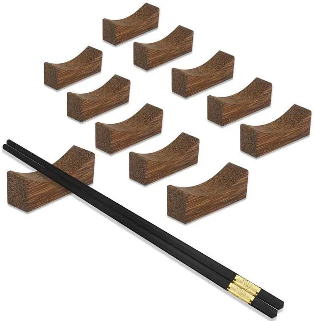 Main image of 10pcs Quality Chopsticks Rests and Holders for Home Kitchen Hotel Restaurant Dining, Natural Wooden Cutlery Stand Rack Set for Holding Spoons Forks Knives Chop Sticks etc. Neatly and Stably
