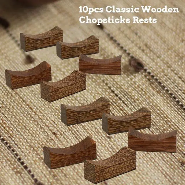 Alt view image 4 of 7 - 10pcs Quality Chopsticks Rests and Holders for Home Kitchen Hotel Restaurant Dining, Natural Wooden Cutlery Stand Rack Set for Holding Spoons Forks Knives Chop Sticks etc. Neatly and Stably