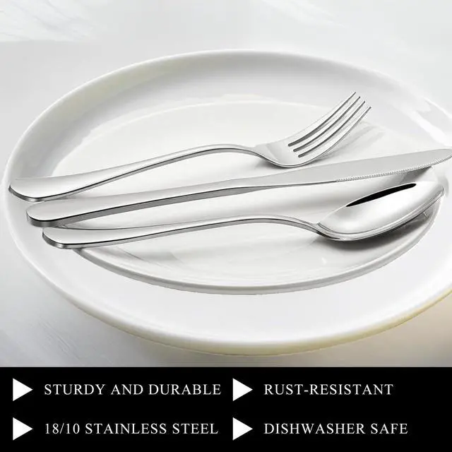 Alt view image 2 of 7 - Dinner Forks, Set of 6 Top Food Grade Stainless Steel Silverware Forks, Flatware Set,8 Inches, Mirror Finish & Dishwasher Safe, New Apartment Essentials Cutlery Set