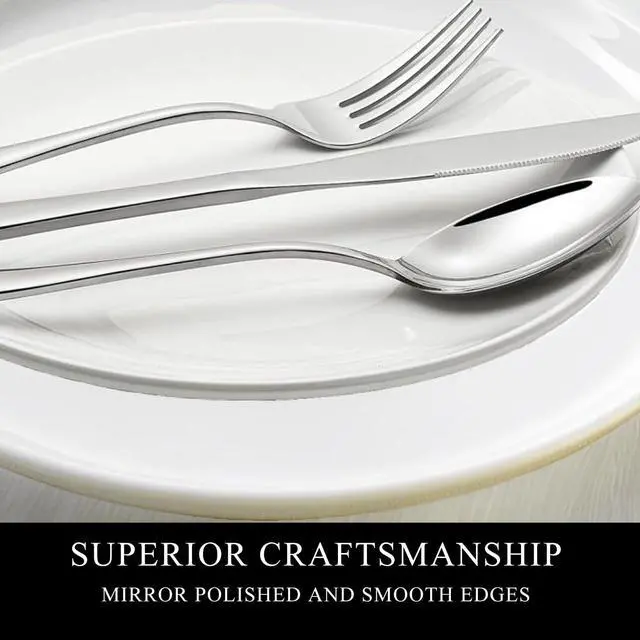 Alt view image 3 of 7 - Dinner Forks, Set of 6 Top Food Grade Stainless Steel Silverware Forks, Flatware Set,8 Inches, Mirror Finish & Dishwasher Safe, New Apartment Essentials Cutlery Set