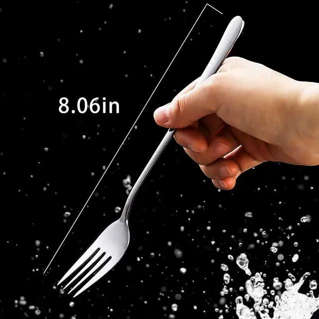 Alt view image 6 of 7 - Dinner Forks, Set of 6 Top Food Grade Stainless Steel Silverware Forks, Flatware Set,8 Inches, Mirror Finish & Dishwasher Safe, New Apartment Essentials Cutlery Set