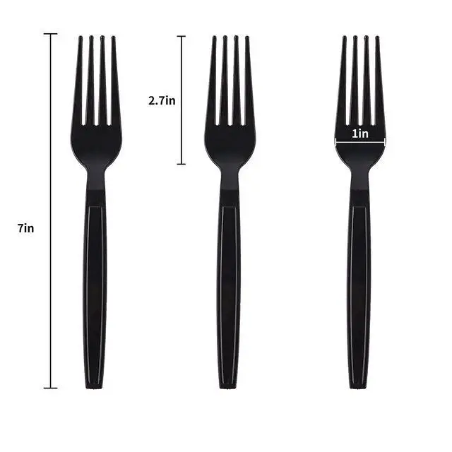 Alt view image 2 of 7 - Plastic Fork Disposable Individually Packaged Forks Black 7-Inch Commercial Take Away Forks,Super Hard Mass Heavy Individually Wrapped Fork 100 PCS