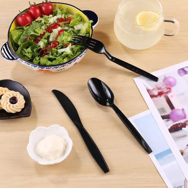Alt view image 4 of 7 - Plastic Fork Disposable Individually Packaged Forks Black 7-Inch Commercial Take Away Forks,Super Hard Mass Heavy Individually Wrapped Fork 100 PCS