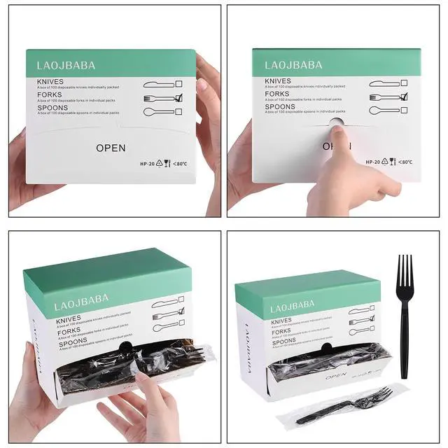 Alt view image 3 of 7 - Plastic Fork Disposable Individually Packaged Forks Black 7-Inch Commercial Take Away Forks,Super Hard Mass Heavy Individually Wrapped Fork 100 PCS