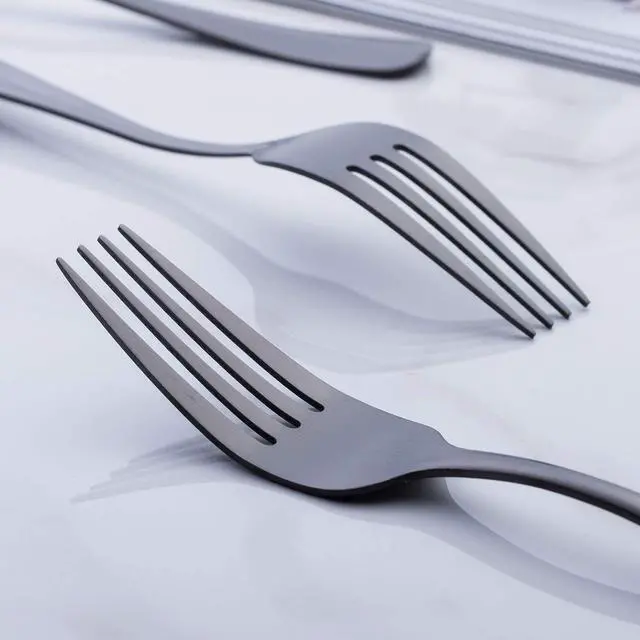 Alt view image 5 of 5 - Matte Black Dinner Fork, Stainless Steel Satin Finish 8.0-inch Silverware Flatware Fork Set, Service for 6, Dishwasher Safe