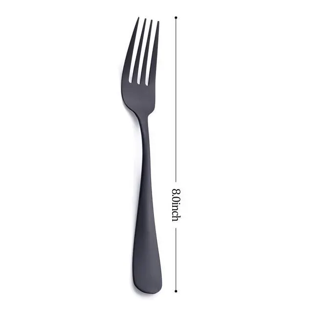 Alt view image 4 of 5 - Matte Black Dinner Fork, Stainless Steel Satin Finish 8.0-inch Silverware Flatware Fork Set, Service for 6, Dishwasher Safe