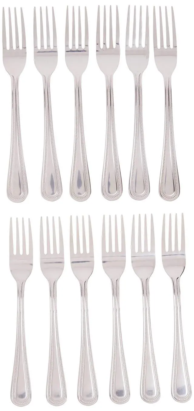 Alt view image 2 of 5 - 12-Piece Dots Dinner Fork Set, 18-0 Stainless Steel,Silver