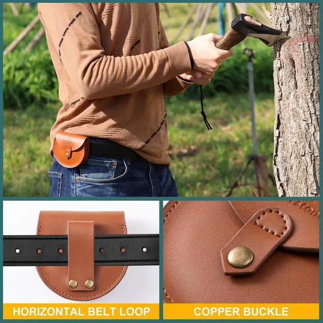 Alt view image 3 of 7 - Axe Sharpener - Multipurpose Axe/Hatchet Sharpening Stone - Whetstone Blade & Tool Sharpener, Dual Grit 180/320 Sharpening Puck with Leather Sheath