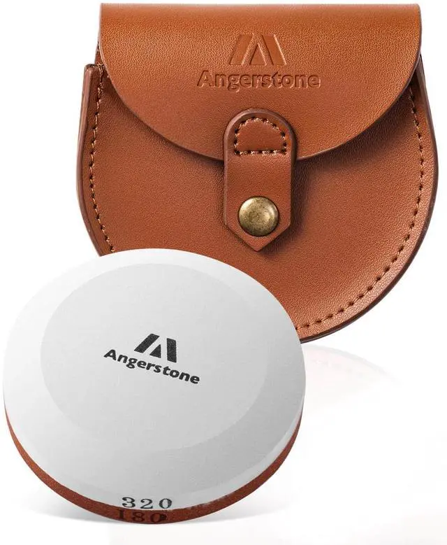 Main image of Axe Sharpener - Multipurpose Axe/Hatchet Sharpening Stone - Whetstone Blade & Tool Sharpener, Dual Grit 180/320 Sharpening Puck with Leather Sheath