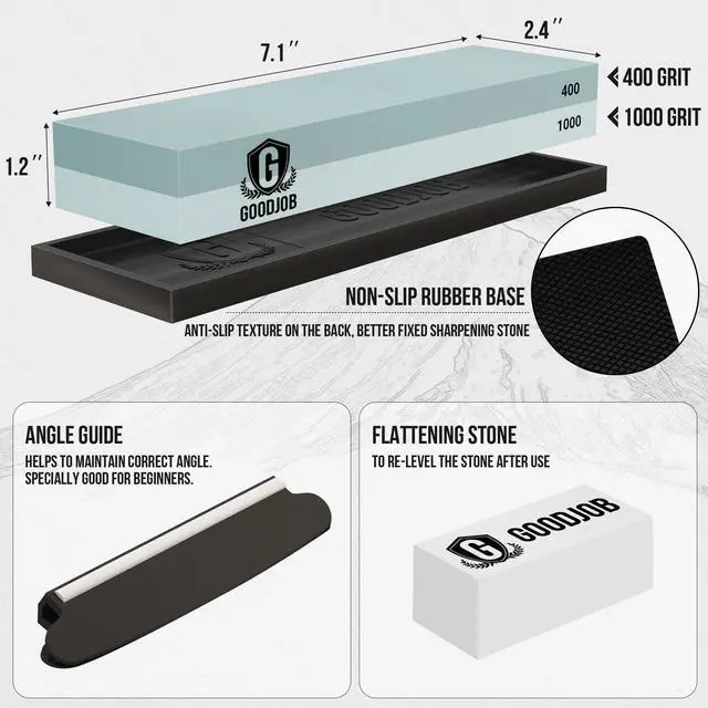 Alt view image 2 of 7 - Premium Knife Sharpening Stone Kit with Angle Guide & Flattening Stone