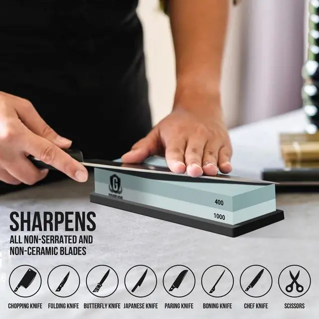 Alt view image 3 of 7 - Premium Knife Sharpening Stone Kit with Angle Guide & Flattening Stone